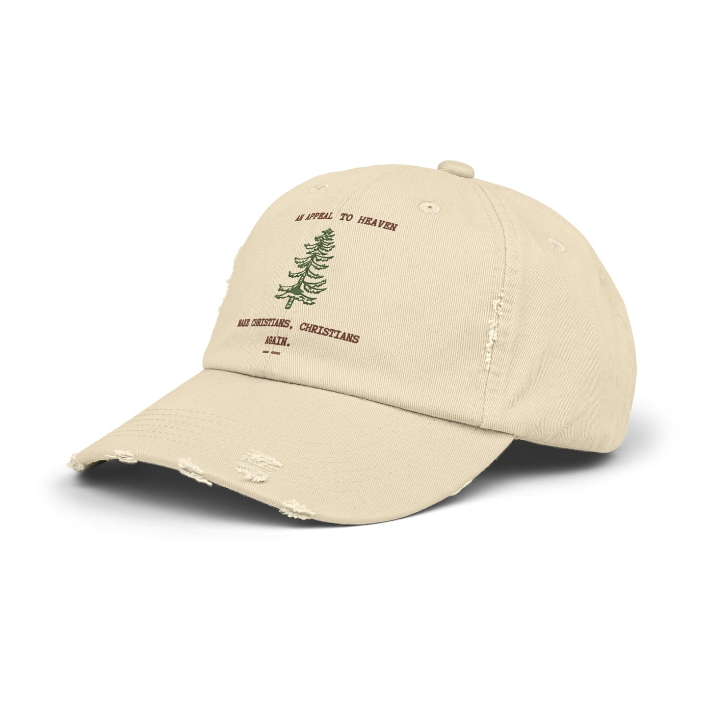 brown font appeal to heaven. make christians, christians again.-gianna jessen distressed cap.