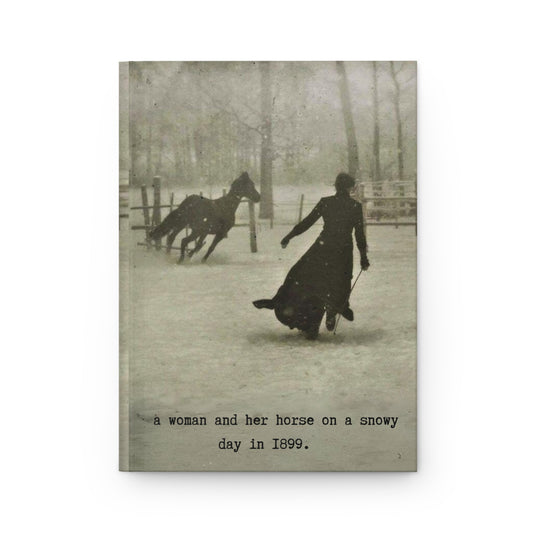 a woman and her horse on a snowy day in 1899.-gianna jessen hardcover journal