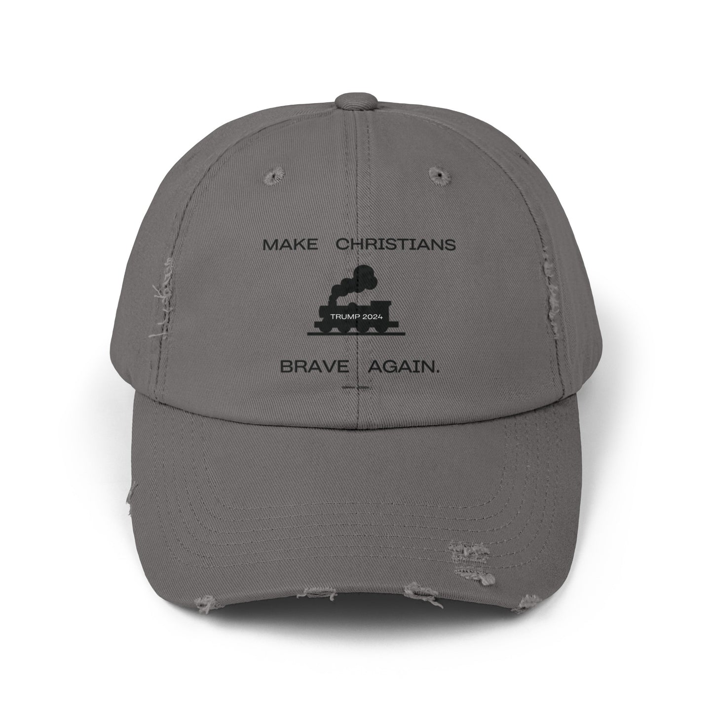 TRUMP 2024- MAKE CHRISTIANS BRAVE AGAIN.-gianna jessen distressed cap.