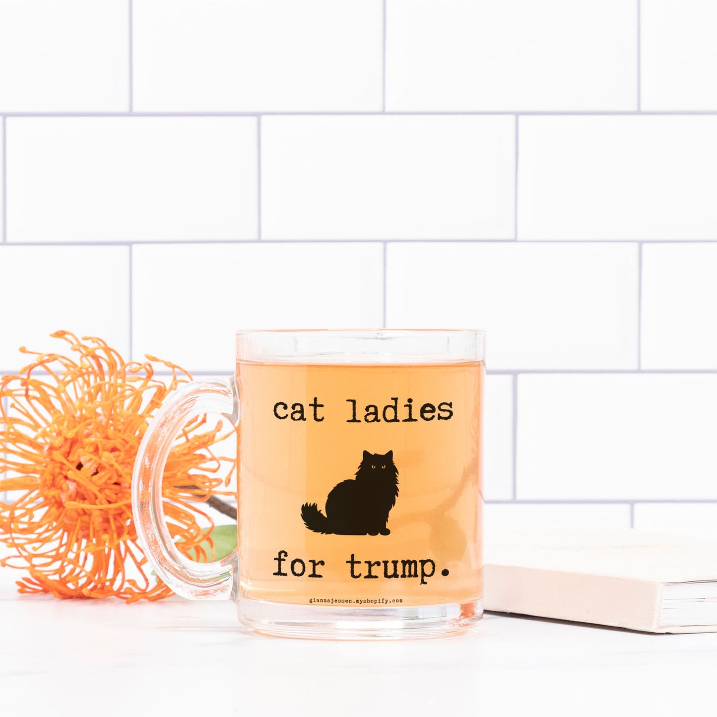 cat ladies for trump.-gianna jessen 10 oz glass mug