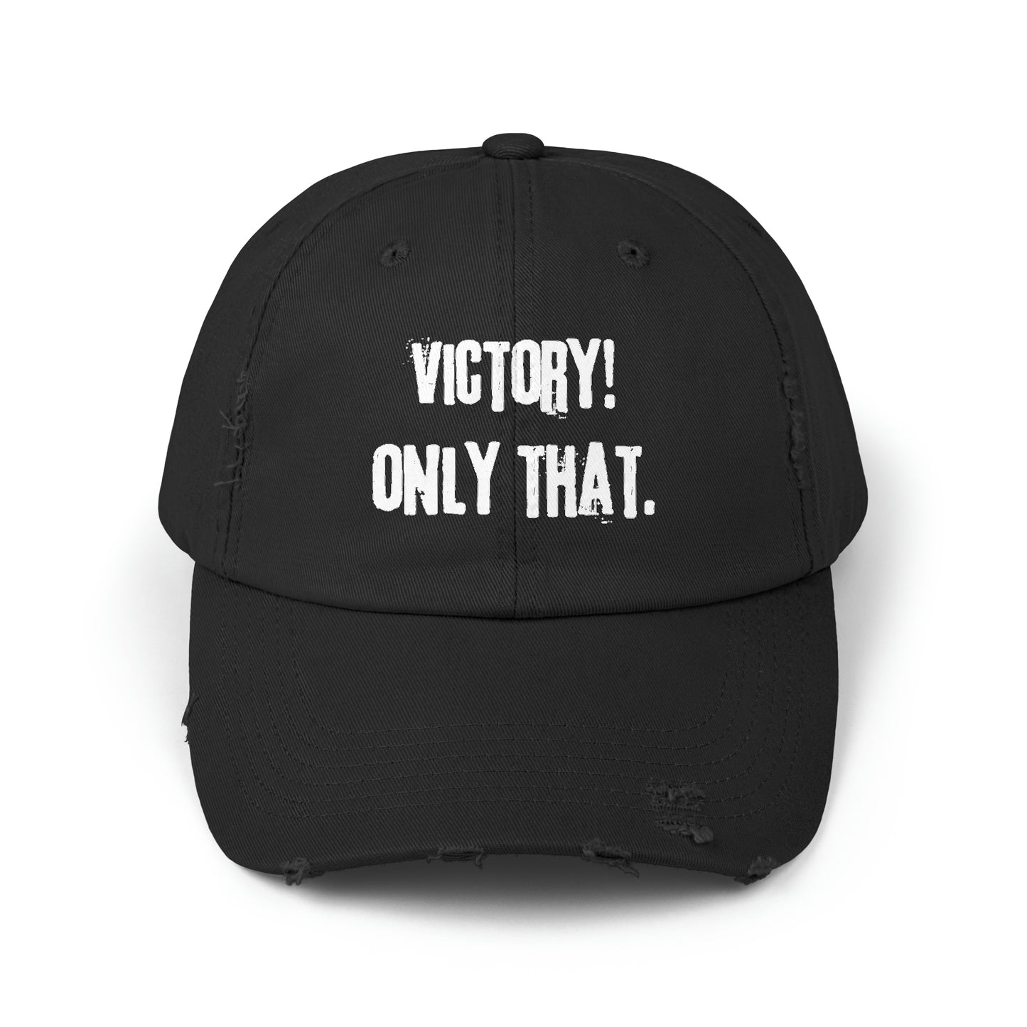 victory! only that.-gianna jessen distressed cap. white font, five color options.