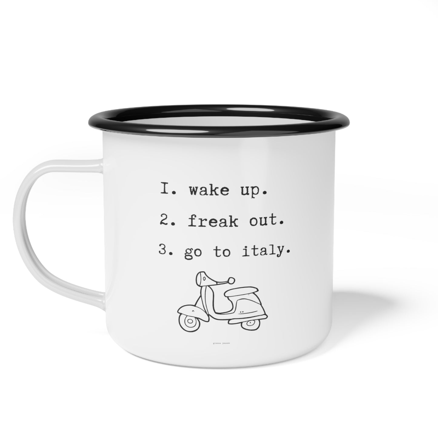 wake up. freak out. go to italy.-gianna jessen 12 oz vintage style mug