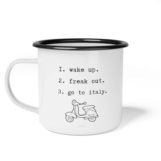 wake up. freak out. go to italy.-gianna jessen 12 oz vintage style mug