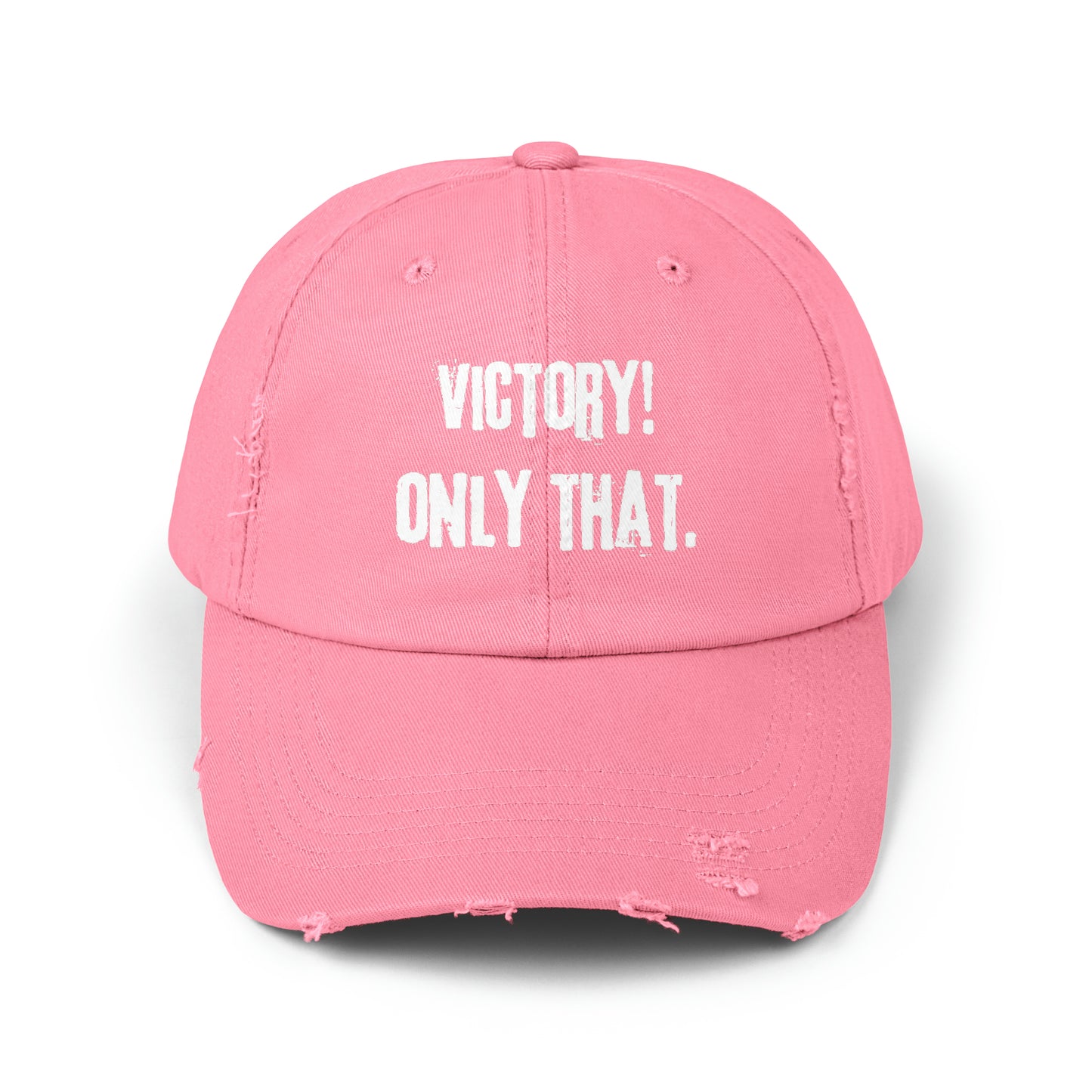 victory! only that.-gianna jessen distressed cap. white font, five color options.