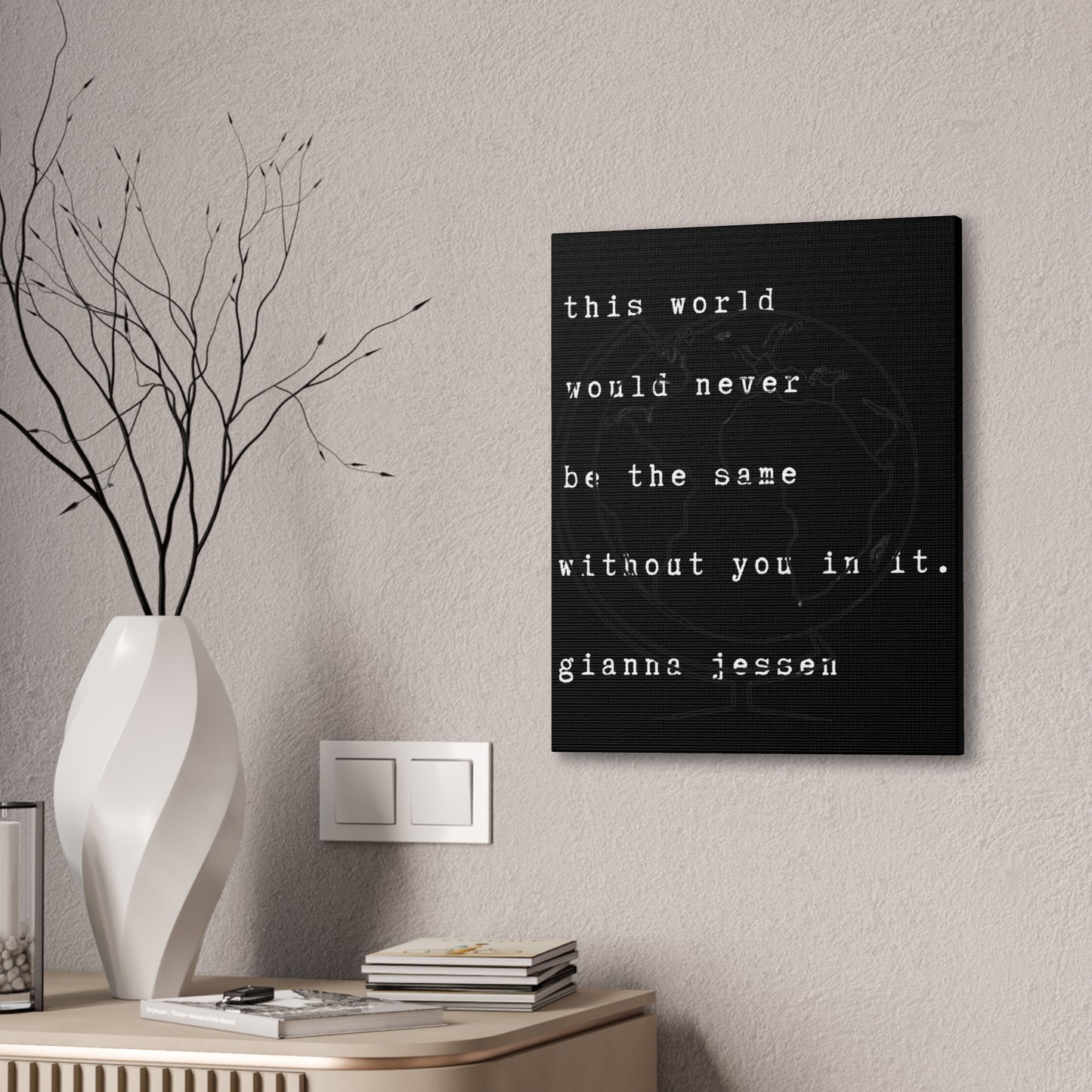 this world would never be the same without you in it.-gianna jessen-canvas stretched, 0.75" affiche