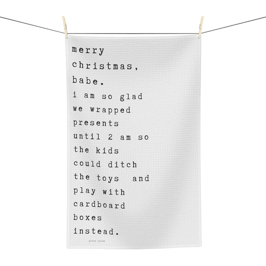 merry christmas, babe.-gianna jessen tea towel