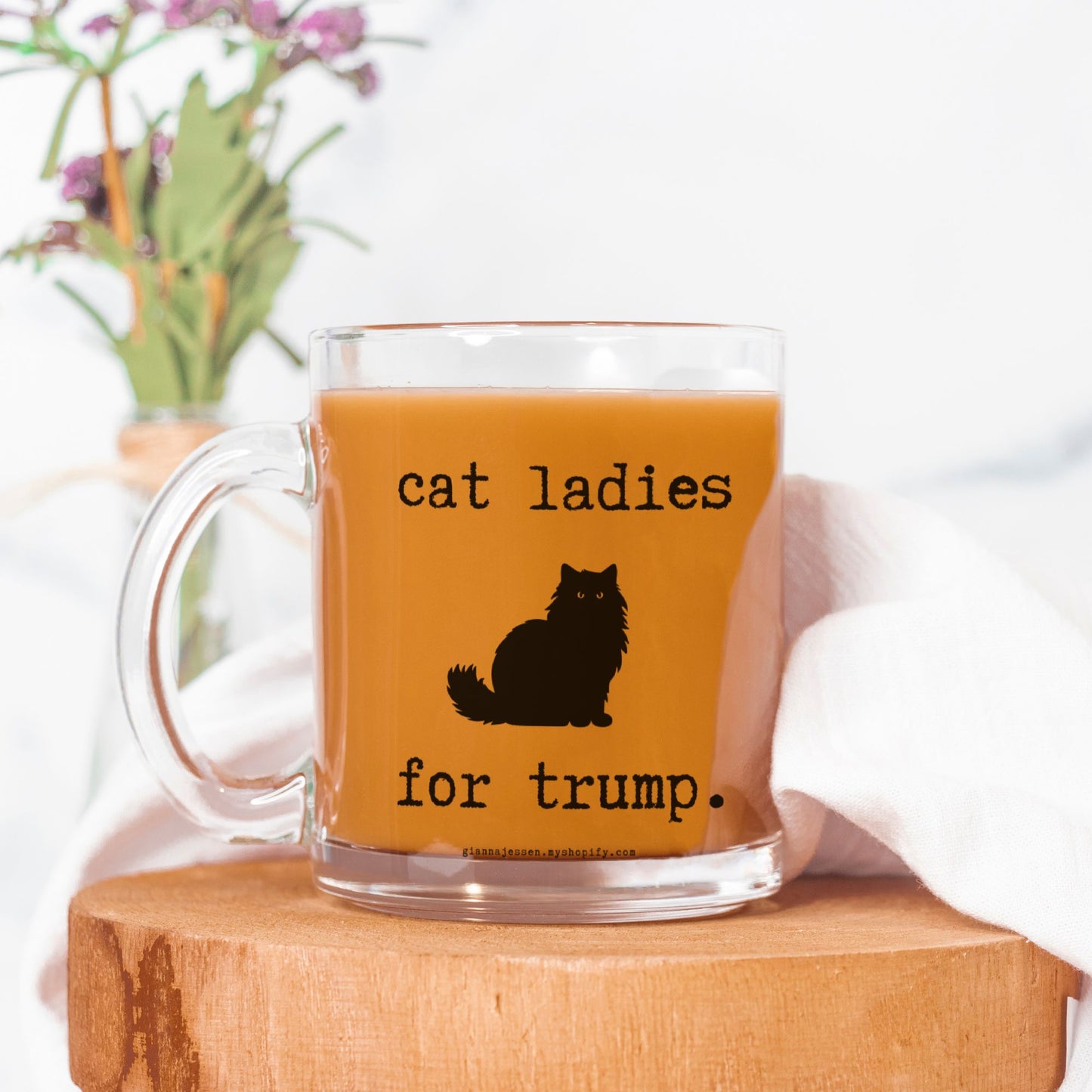 cat ladies for trump.-gianna jessen 10 oz glass mug