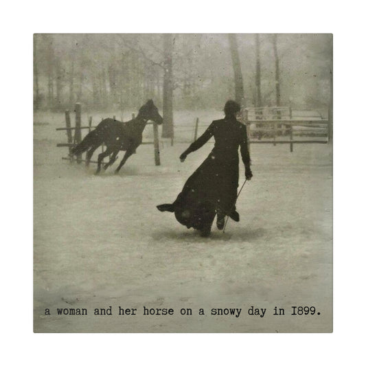 a woman and her horse in 1899. gianna jessen matte canvas, stretched, 0.75"