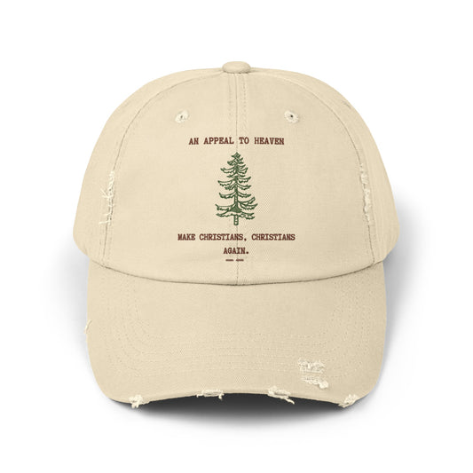 brown font appeal to heaven. make christians, christians again.-gianna jessen distressed cap.