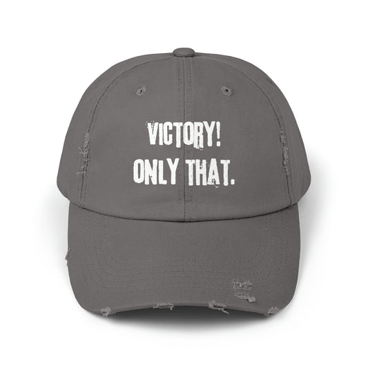 victory! only that.-gianna jessen distressed cap. white font, five color options.