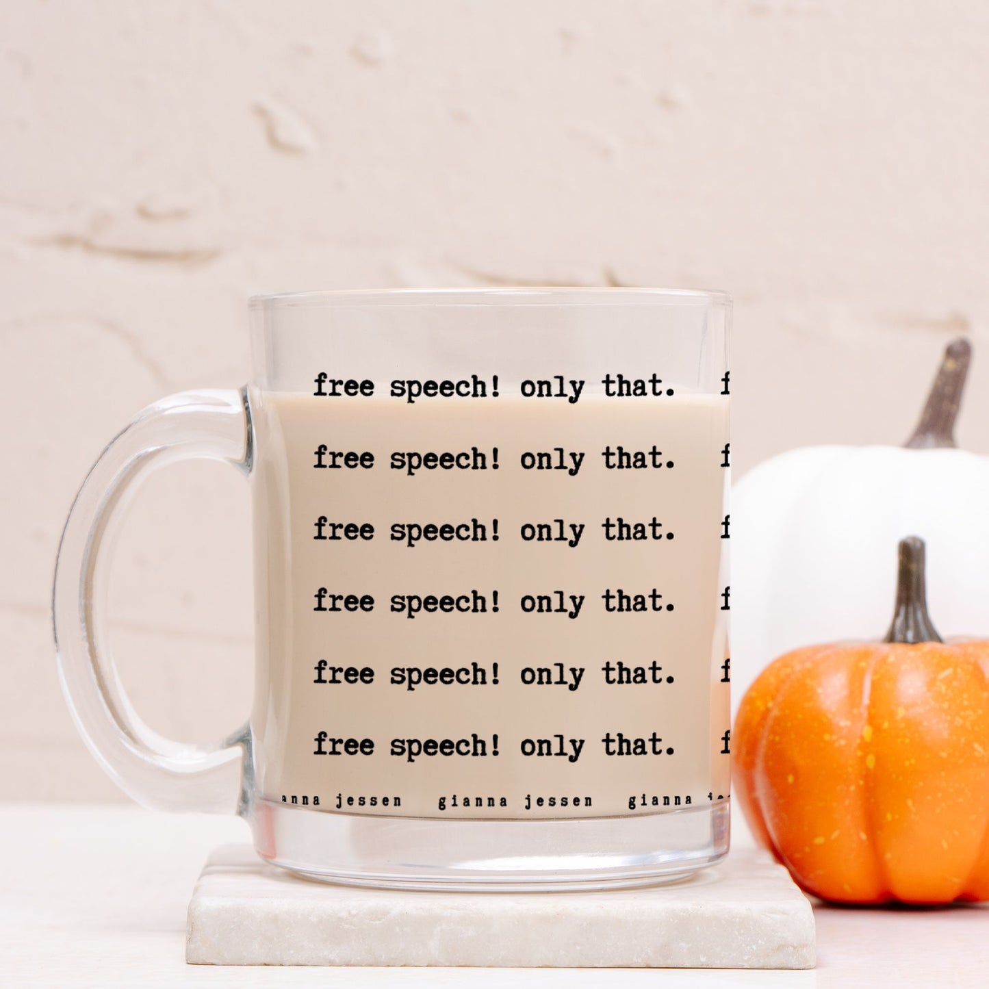 free speech! only that.-gianna jessen glass mug