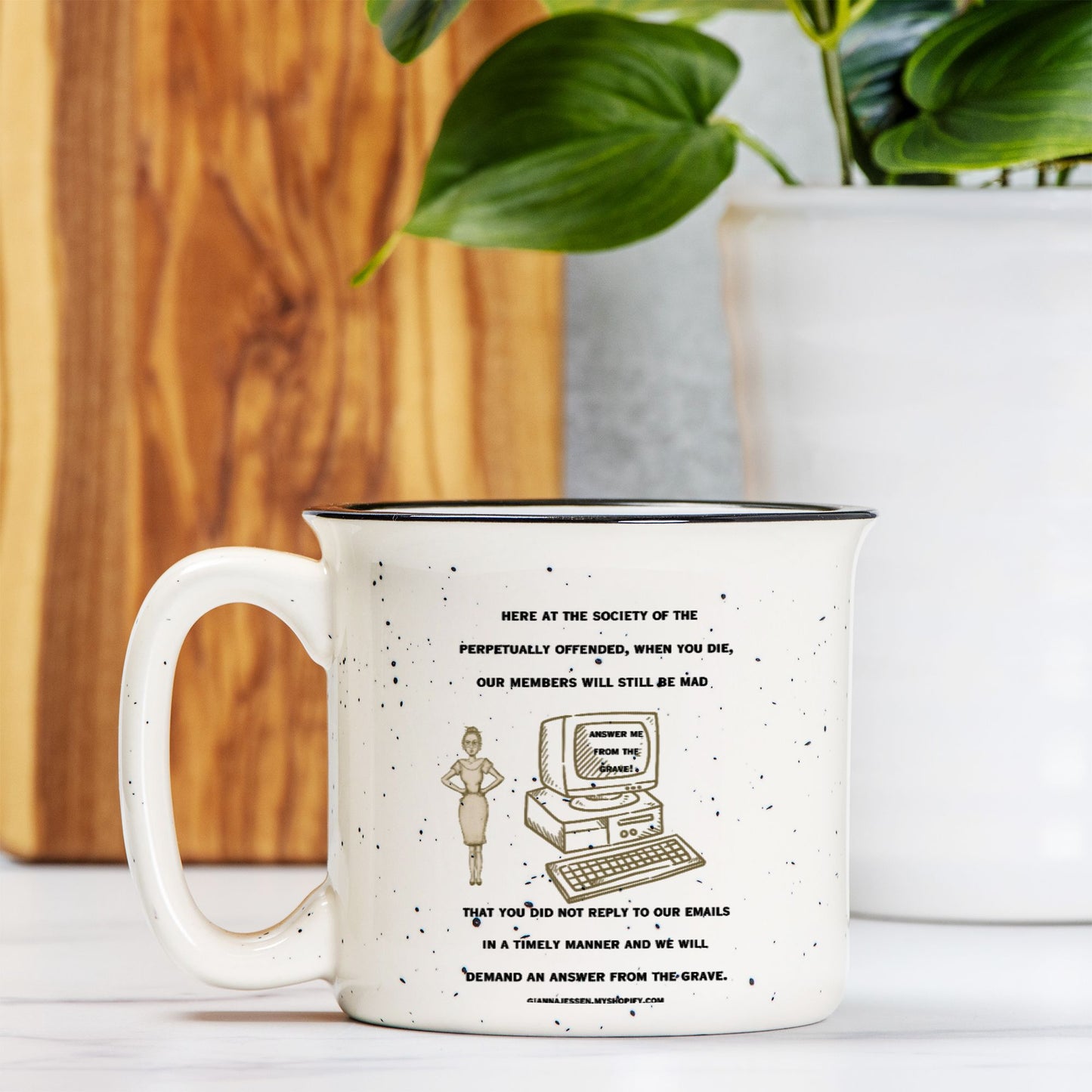 the society of the perpetually offended-answer your email from the grave-gianna jessen 13 oz mug